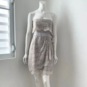 LAUNDRY By Design - Neiman Marcus - Gray Strapless Lace Mini Dress - Size 8
